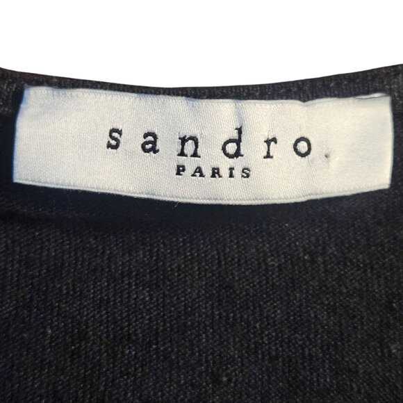 Sandro Paris Black Silk Linen  S Top Luxe Minimalist Parisian Chic Businesscore - Picture 4 of 11